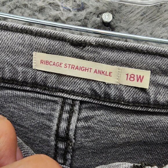 Levi's Jeans Womens 18W Gray Stretch Denim Button Fly Ribcage Straight Ankle - Picture 5 of 15